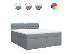 Clearance Cama box spring con colchón tela claro 180x200 cm Somier - 180X200Cm