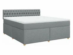 Clearance Cama box spring con colchón tela claro 180x200 cm Somier - 180X200Cm