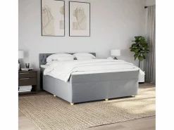 Clearance Cama box spring con colchón tela claro 180x200 cm Somier - 180X200Cm