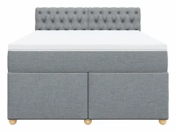Clicnbuy Cama box spring con colchón tela claro 160x200 cm