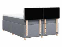 Clicnbuy Cama box spring con colchón tela claro 160x200 cm