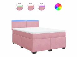 Online Clicnbuy Cama box spring con colchón terciopelo 160x200 cm Rosa