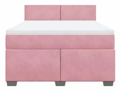 Online Clicnbuy Cama box spring con colchón terciopelo 160x200 cm Rosa