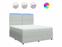 Clicnbuy Cama box spring con colchón terciopelo claro 180x200 cm