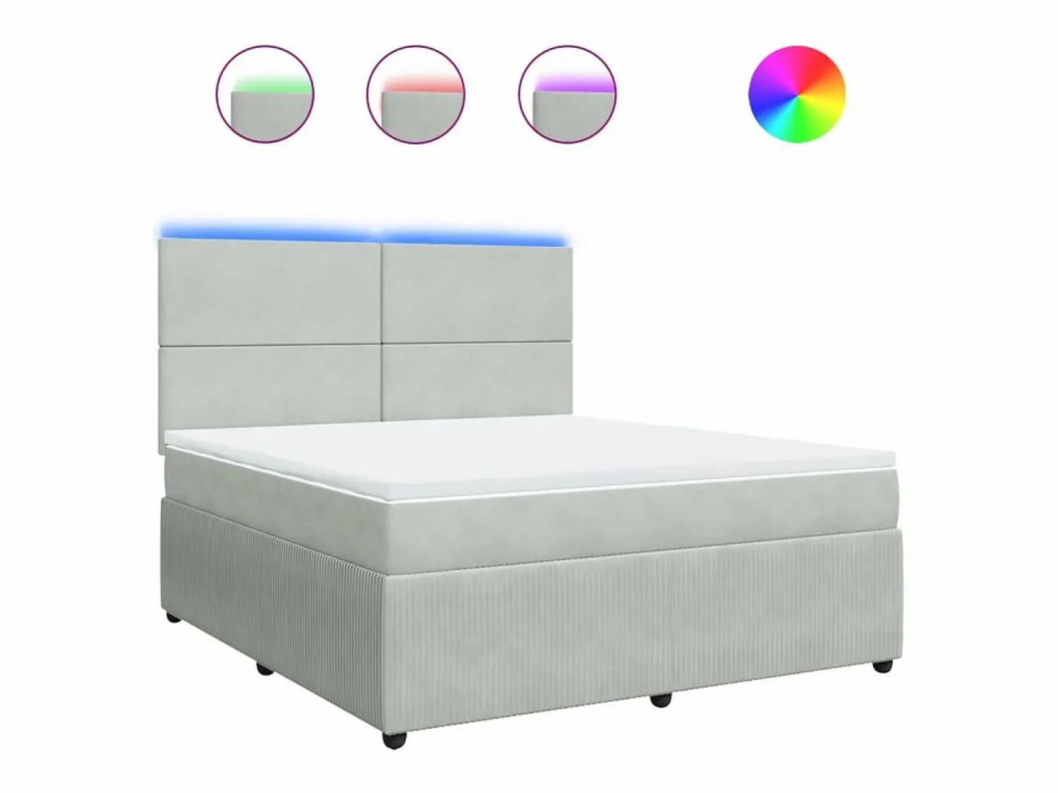 Clicnbuy Cama box spring con colchón terciopelo claro 180x200 cm