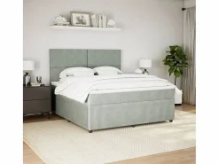 Clicnbuy Cama box spring con colchón terciopelo claro 180x200 cm