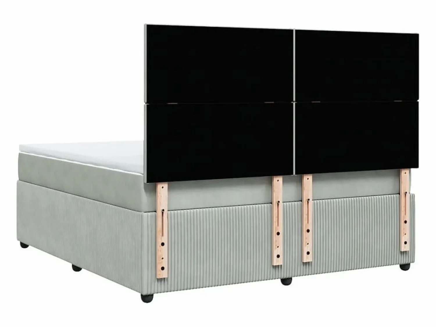 Clicnbuy Cama box spring con colchón terciopelo claro 180x200 cm