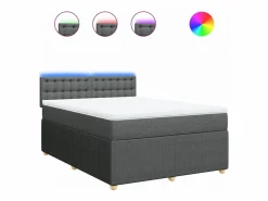 Online Clicnbuy Cama box spring con colchón tela oscuro 160x200 cm Gris