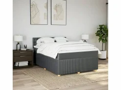 Online Clicnbuy Cama box spring con colchón tela oscuro 160x200 cm Gris