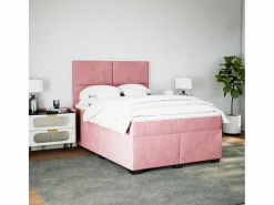 Clicnbuy Cama box spring con colchón terciopelo 160x200 cm