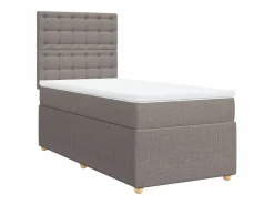 Clearance Clicnbuy Cama box spring con colchón tela gris taupe 90x190 cm Topo