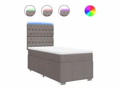 Outlet Cama box spring con colchón tela gris taupe 90x190 cm Somier - 90X190Cm
