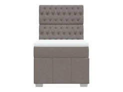Outlet Cama box spring con colchón tela gris taupe 90x190 cm Somier - 90X190Cm