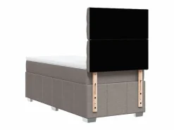Outlet Cama box spring con colchón tela gris taupe 90x190 cm Somier - 90X190Cm