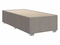 Outlet Cama box spring con colchón tela gris taupe 90x190 cm Somier - 90X190Cm