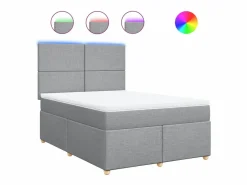Clearance Clicnbuy Cama box spring con colchón tela claro 160x200 cm Gris