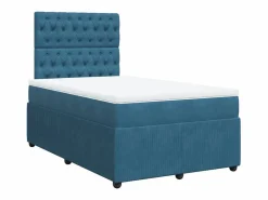 Clearance Clicnbuy Cama box spring con colchón terciopelo oscuro 120x200 cm Azul