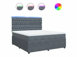 Clicnbuy Cama box spring con colchón terciopelo oscuro 180x200 cm