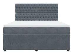 Clicnbuy Cama box spring con colchón terciopelo oscuro 180x200 cm