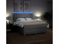 Hot Cama box spring con colchón tela claro 180x200 cm Somier - 180X200Cm