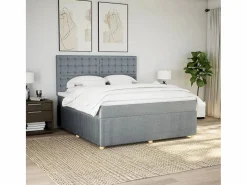 Hot Cama box spring con colchón tela claro 180x200 cm Somier - 180X200Cm