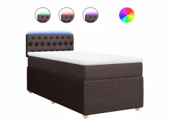 Clicnbuy Cama box spring con colchón tela marrón oscuro 90x190 cm