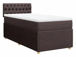 Clicnbuy Cama box spring con colchón tela marrón oscuro 90x190 cm