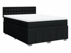 Best Clicnbuy Cama box spring con colchón tela 160x200 cm Negro