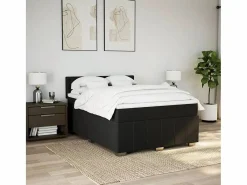 Best Clicnbuy Cama box spring con colchón tela 160x200 cm Negro