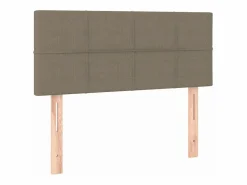 Clicnbuy Cama box spring con colchón LED tela gris taupe 90x190 cm