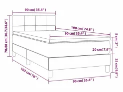 Clicnbuy Cama box spring con colchón LED tela gris taupe 90x190 cm