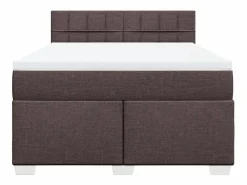 Online Clicnbuy Cama box spring con colchón tela marrón oscuro 160x200 cm Marru00f3n
