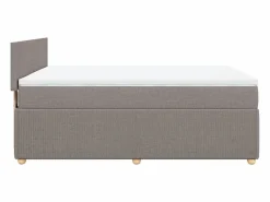 Sale Cama box spring con colchón tela gris taupe 140x200 cm Base De Cama De Láminas