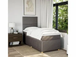 New Clicnbuy Cama box spring con colchón tela gris taupe 90x190 cm Topo