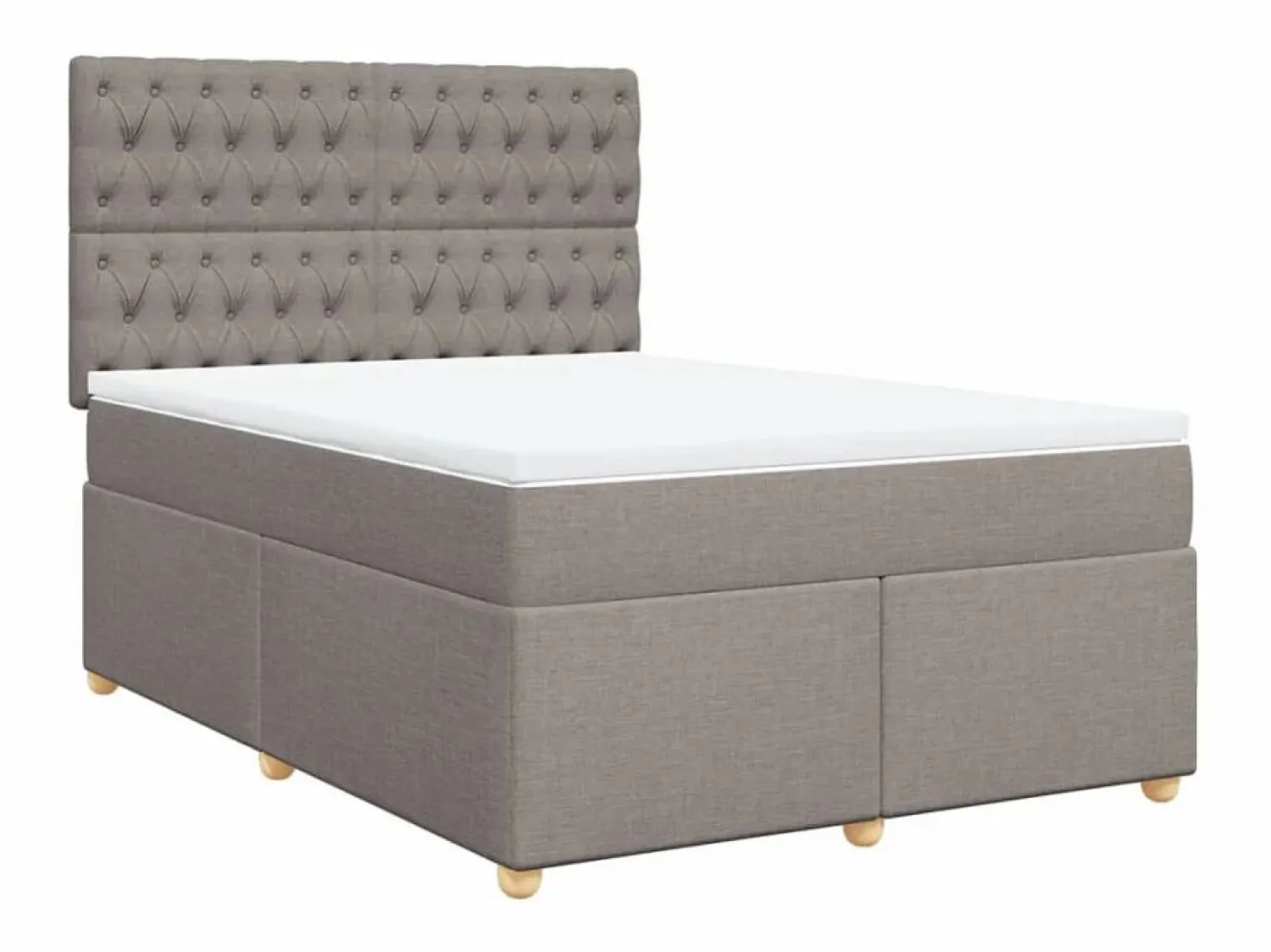 Clicnbuy Cama box spring con colchón tela gris taupe 140x190 cm