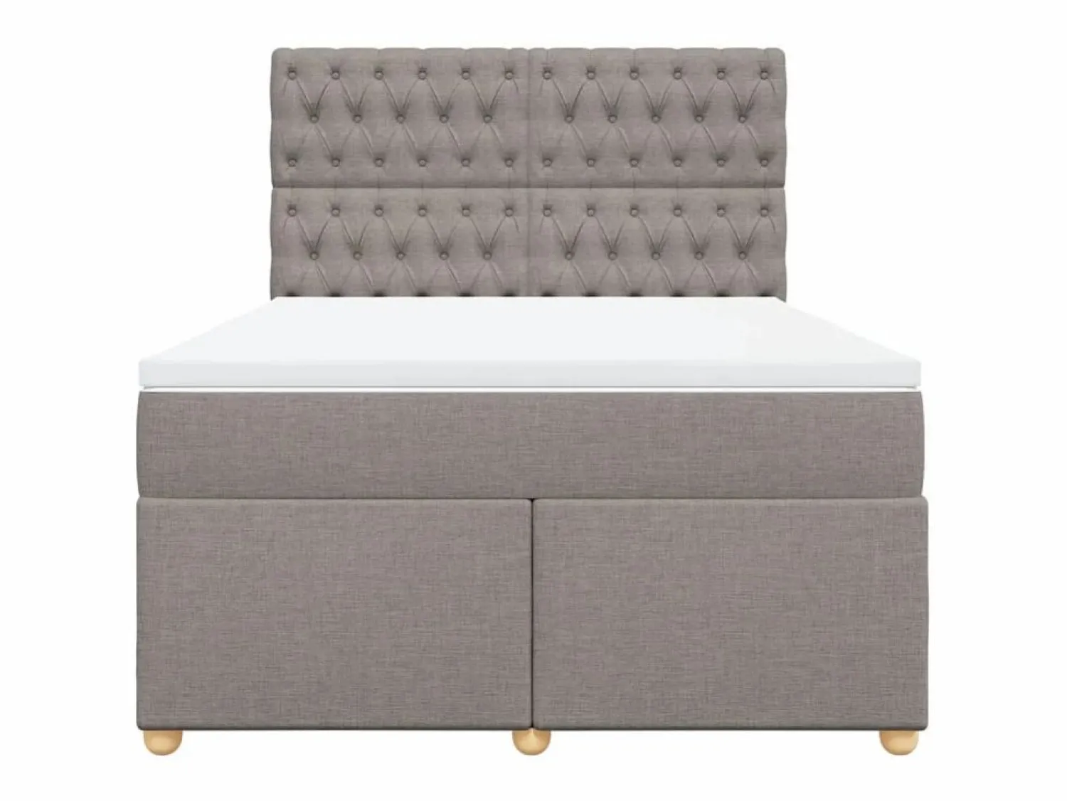 Clicnbuy Cama box spring con colchón tela gris taupe 140x190 cm