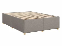 Clicnbuy Cama box spring con colchón tela gris taupe 140x190 cm