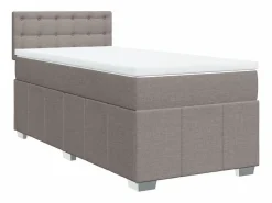 Outlet Clicnbuy Cama box spring con colchón tela gris taupe 90x190 cm Topo