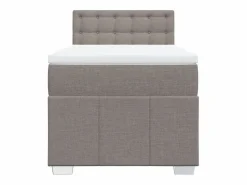 Outlet Clicnbuy Cama box spring con colchón tela gris taupe 90x190 cm Topo