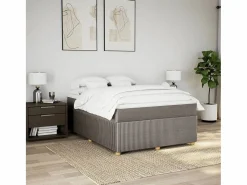 New Cama box spring con colchón tela gris taupe 140x200 cm Base De Cama De Láminas