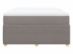 New Cama box spring con colchón tela gris taupe 140x200 cm Base De Cama De Láminas