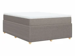New Cama box spring con colchón tela gris taupe 140x200 cm Base De Cama De Láminas