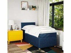 Discount Clicnbuy Cama box spring con colchón tela 90x190 cm Azul