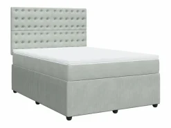 Hot Cama box spring con colchón terciopelo claro 140x190 cm Somier - 140X190Cm