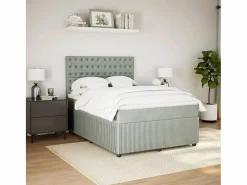Hot Cama box spring con colchón terciopelo claro 140x190 cm Somier - 140X190Cm