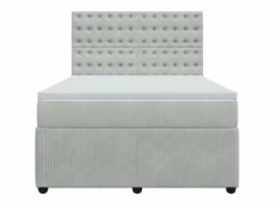 Hot Cama box spring con colchón terciopelo claro 140x190 cm Somier - 140X190Cm