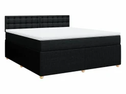 Outlet Clicnbuy Cama box spring con colchón tela 180x200 cm Negro