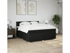 Outlet Clicnbuy Cama box spring con colchón tela 180x200 cm Negro