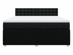 Outlet Clicnbuy Cama box spring con colchón tela 180x200 cm Negro