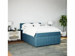 Clicnbuy Cama box spring con colchón terciopelo 140x200 cm